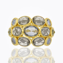 Load image into Gallery viewer, 18K Small Bombe with rose cut sapphire and diamond pavé