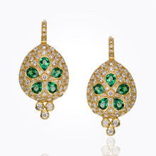 Load image into Gallery viewer, 18K Sea Biscuit Earrings with blue sapphire and diamond pavé
