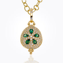 Load image into Gallery viewer, 18K Sea Biscuit Pendant with blue sapphire and diamond pavé
