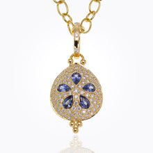 Load image into Gallery viewer, 18K Sea Biscuit Pendant with blue sapphire and diamond pavé