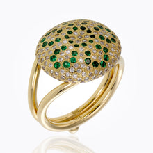 Load image into Gallery viewer, 18K Sea Biscuit Ring with tsavorite and diamond pavé
