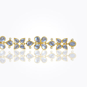 18K Flower Cluster Bracelet with royal blue moonstone and diamond