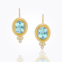 Load image into Gallery viewer, 18K Classic Oval Faceted Earrings with diamond granulation- 8X6mm