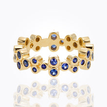 Load image into Gallery viewer, 18K Trio Eternity Ring with blue sapphire