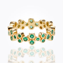 Load image into Gallery viewer, 18K Trio Eternity Ring with emerald