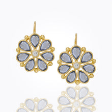 Load image into Gallery viewer, 18K Large Flower Earrings with rose cut sapphire