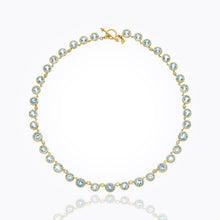 Load image into Gallery viewer, 18K Single Round Necklace with aquamarine and diamond - 18''