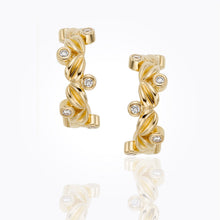 Load image into Gallery viewer, 18K Small Oliva Hoop Earrings with diamond