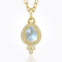 Load image into Gallery viewer, 18K Pave Halo Pear Drop Pendant