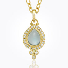 Load image into Gallery viewer, 18K Pave Halo Pear Drop Pendant
