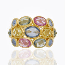 Load image into Gallery viewer, 18K Small Bombe with rose cut sapphire and diamond pavé