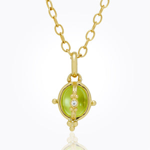 18K Locket with peridot and diamond