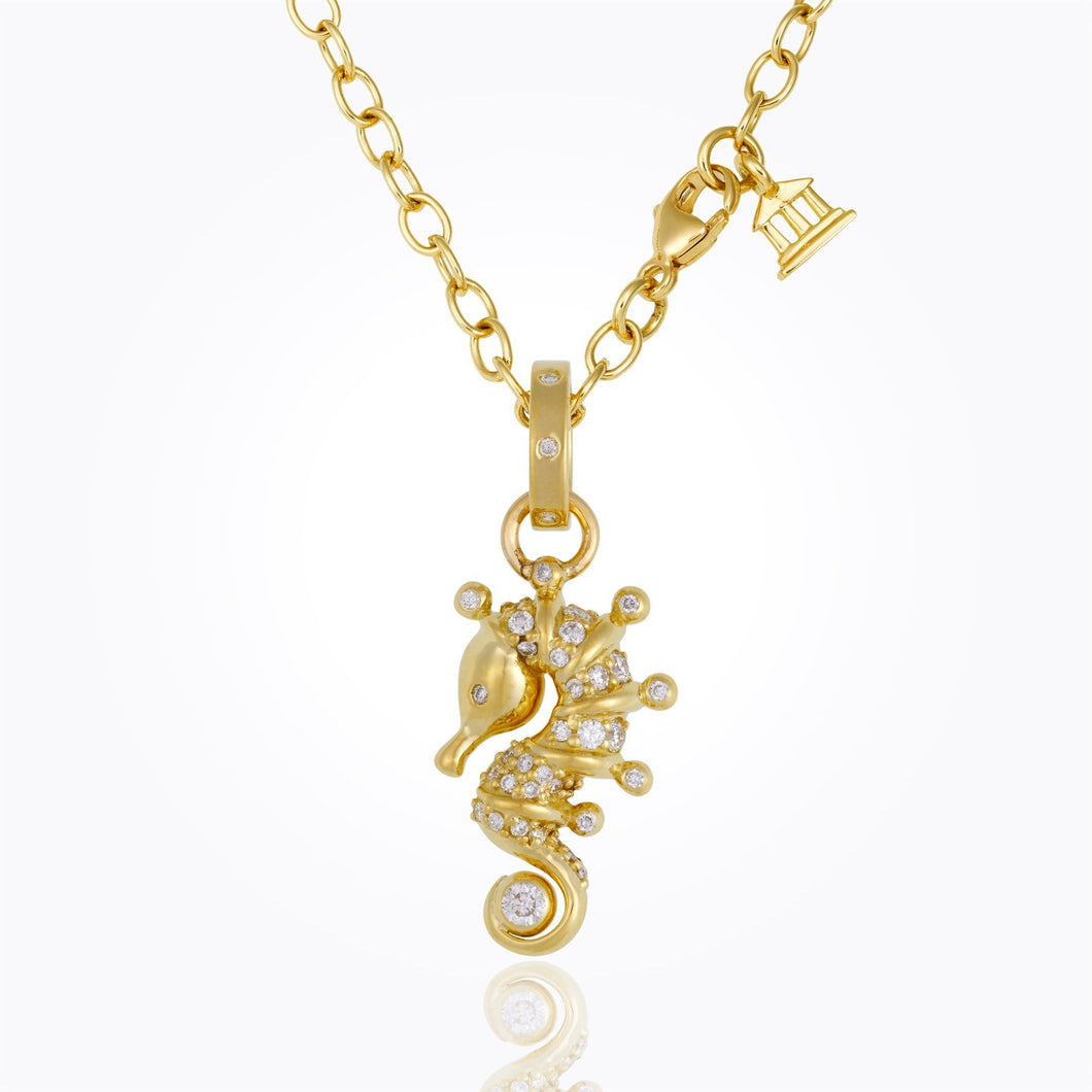18K Seahorse Pendant with diamond
