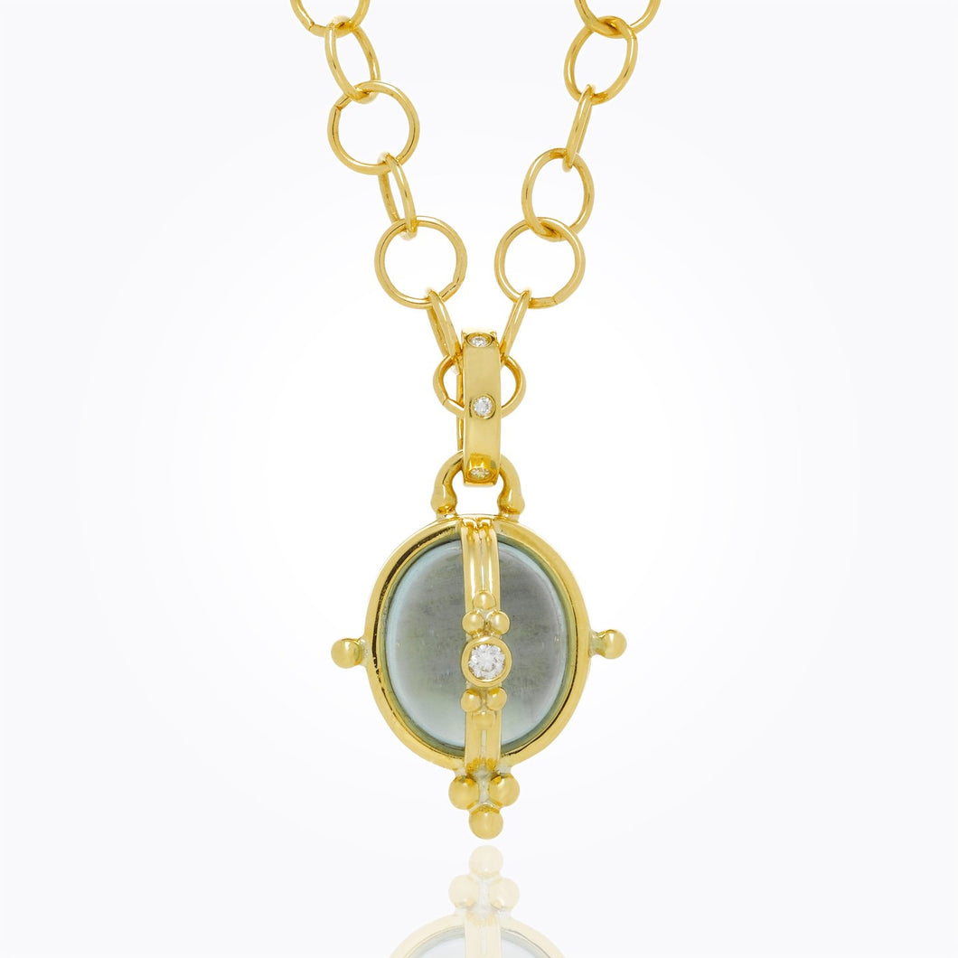 18K Locket with aquamarine and diamond