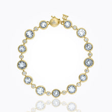 Load image into Gallery viewer, 18K Single Round Bracelet with aquamarine and diamond