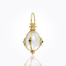 Load image into Gallery viewer, 18K Classic Amulet with oval rock crystal and cabochon emerald