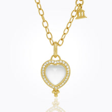 Load image into Gallery viewer, 18K Heart Pendant with rock crystal heart and diamond pavé