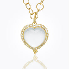 Load image into Gallery viewer, 18K Heart Pendant with rock crystal heart and diamond pavé