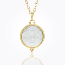 Load image into Gallery viewer, 18K Moonface Pendant with carved rock crystal