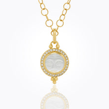 Load image into Gallery viewer, 18K Moonface Pendant with carved rock crystal and diamond pave