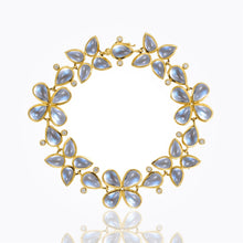 Load image into Gallery viewer, 18K Flower Cluster Bracelet with royal blue moonstone and diamond