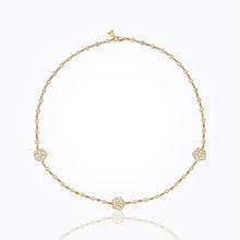 Load image into Gallery viewer, 18K Daisy Long Chain with rose cut and faceted white sapphire