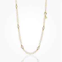 Load image into Gallery viewer, 18K Fine Round Link Necklace with white sapphire
