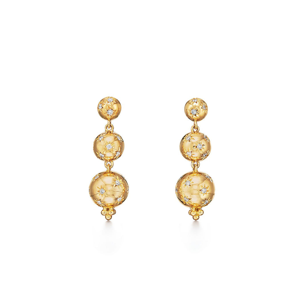 18K Large Cosmos Triple Drop Earrings